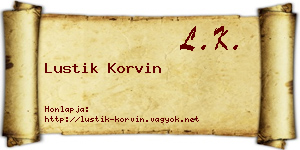 Lustik Korvin névjegykártya